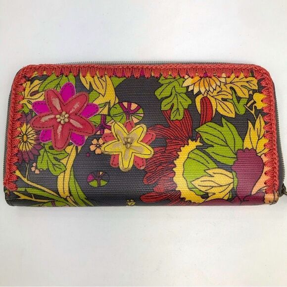 Sakroots Colorful Floral PEACE 3D Zip Round Wallet - Picture 4 of 16